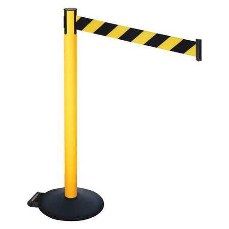 Barrier Post,black/yellow Belt,w/wheels