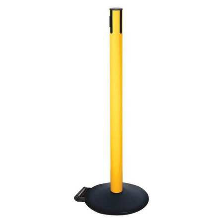 Belt Barrier Rcvr. Post,yellow,cast Iron