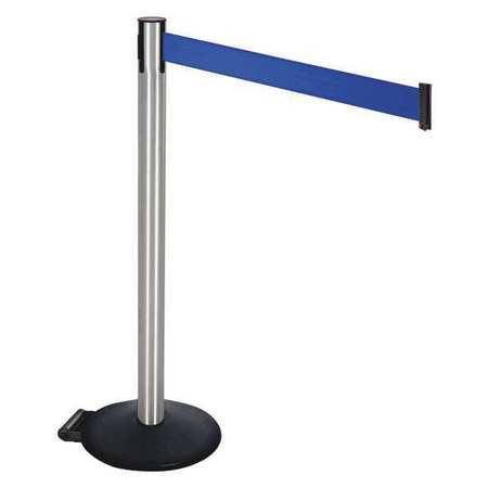 Barrier Post,satin Ss,blue Belt,w/wheels