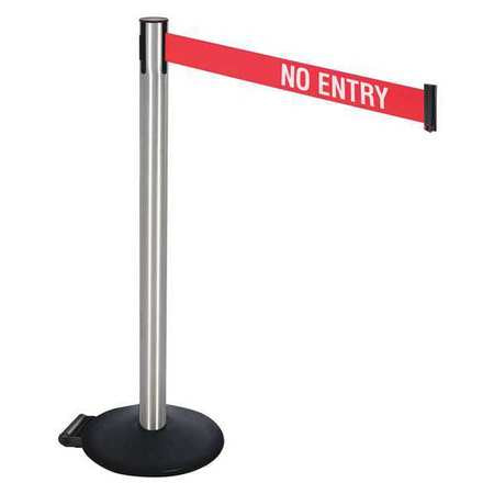 Barrier Post,satin Ss,black,no Entry (1