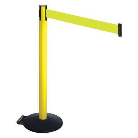 Barrier Post,blk,w/wheels,10 Ft. Belt L