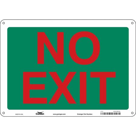 Safety Sign,no Exit,10"x14" (2 Units In