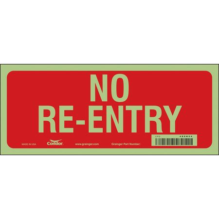 Safety Sign,no Re-entry,5"x12" (2 Units