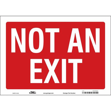 Safety Sign,not An Exit,10"x14" (1 Units