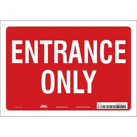 Safety Sign,entrance Only,7"x10" (5 Unit