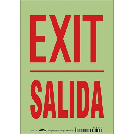 Safety Sign,exit/salida,10"x7" (2 Units