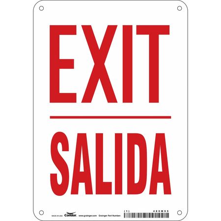 Safety Sign,exit/salida,10"x7" (3 Units