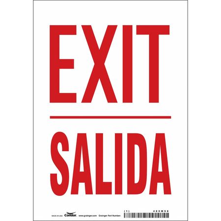 Safety Sign,exit/salida,10"x7" (5 Units