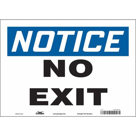 Safety Sign,no Exit,10"x14" (4 Units In