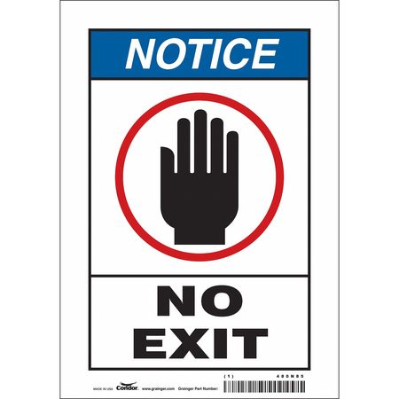 Safety Sign,no Exit.,10"x7" (5 Units In