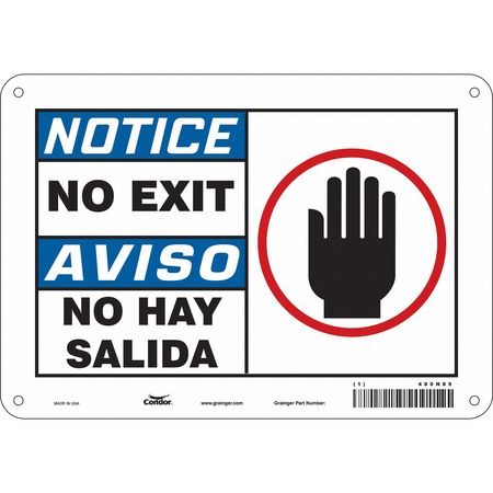 Sign,no Exit/no Hay Salida,7"x10" (3 Uni