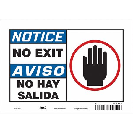 Sign,no Exit/no Hay Salida,7"x10" (5 Uni