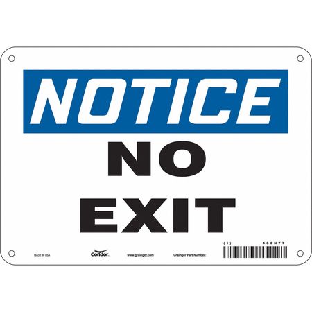 Safety Sign,no Exit,7"x10" (3 Units In E