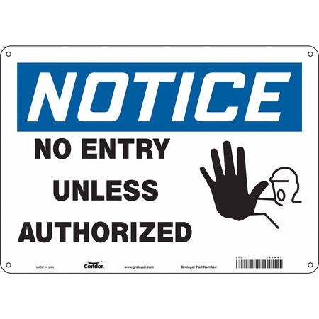 Sign,no Entry Unless Authorized,10"x14"