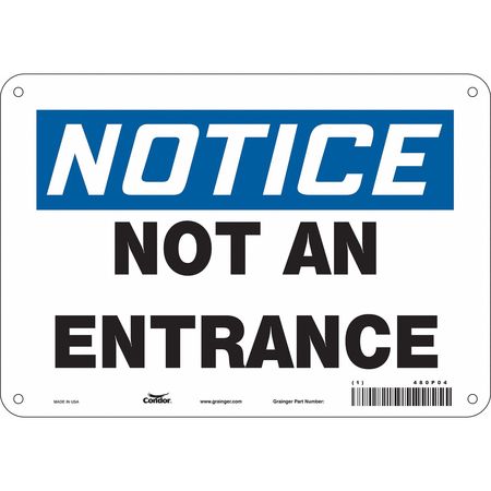 Safety Sign,not An Entrance,7"x10" (3 Un