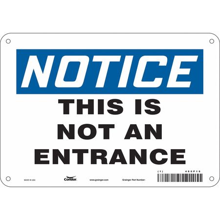 Safety Sign,not An Entrance,7"x10" (3 Un