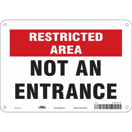 Safety Sign,not An Entrance,7"x10" (3 Un