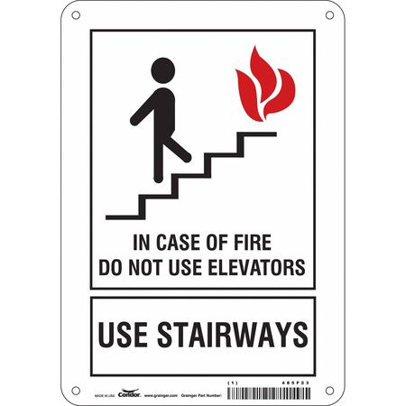 Safety Sign,in Case Of Fire,10"x7" (2 Un