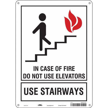 Safety Sign,in Case Of Fire,14"x10" (1 U