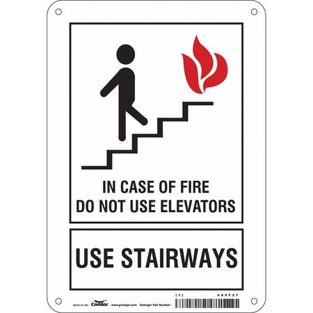 Safety Sign,in Case Of Fire,10"x7" (3 Un