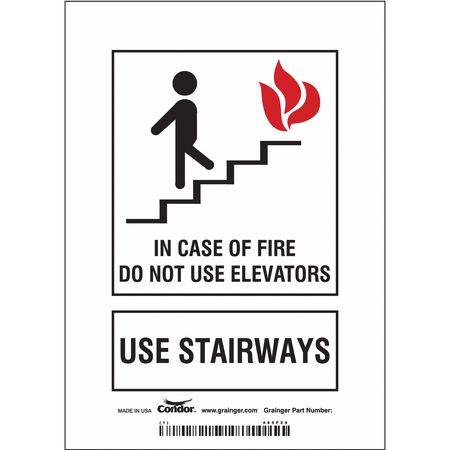 Safety Sign,in Case Of Fire,7"x5" (7 Uni