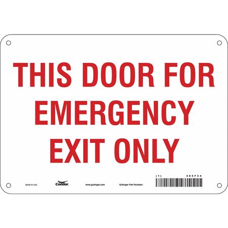 Safety Sign,emergency Exit Only,7"x10" (