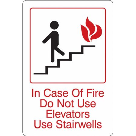 Sign,in Case Of Fire Do Not Use,9"x6" (1