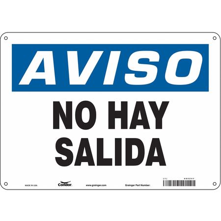 Safety Sign,no Hay Salida,10"x14" (1 Uni