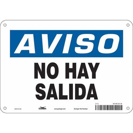 Safety Sign,no Hay Salida,7"x10" (3 Unit