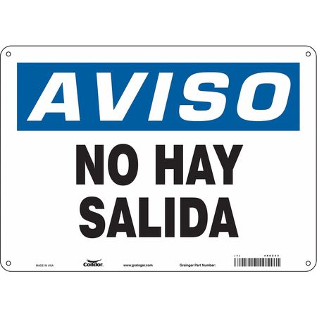 Safety Sign,no Hay Salida,10"x14" (2 Uni