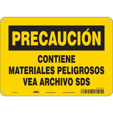 Chemical Sign,10"w,7" H,0.055" Thickness