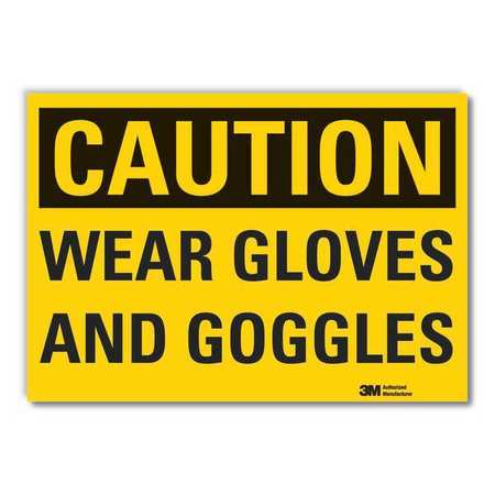 Caution Sign,10 In. H,vinyl,wear Gloves