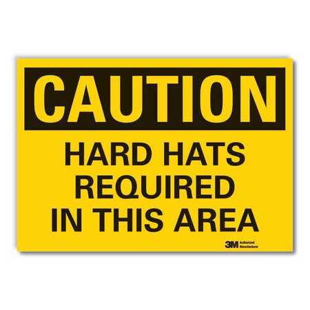 Caution Sign,10 In. H, Vinyl,hard Hats (