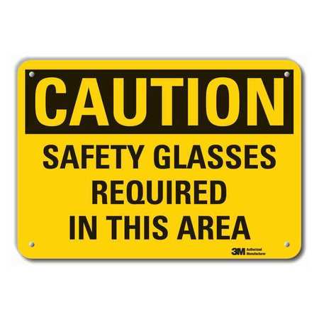 Caution Sign,10 In H,alum,safety Glasses