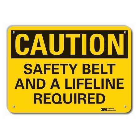 Caution Sign,10 In. H,alum,safety Belt (