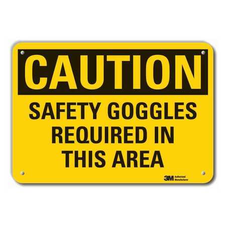 Caution Sign,10 In H,alum,safety Goggles