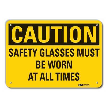 Caution Sign,10 In H,alum,safety Glasses