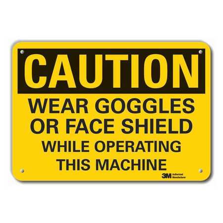 Caution Sign,10 In. H,alum,wear Goggles