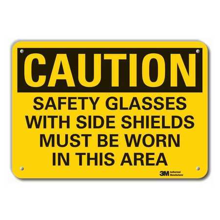 Caution Sign,10 In H,alum,safety Glasses