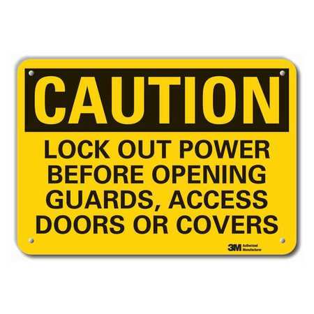 Caution Sign,10 In H,alum,lock Out Power