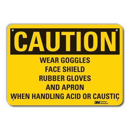 Caution Sign,10 In. H,alum,wear Goggles