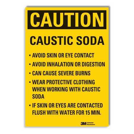 Caution Sign,10 In. H,vinyl,caustic Soda