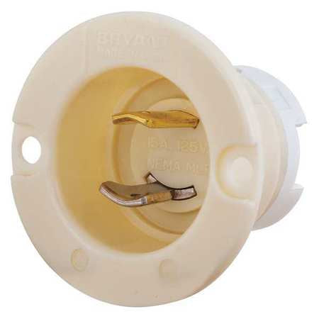 Locking Flanged Inlet,125vac,nylon,white