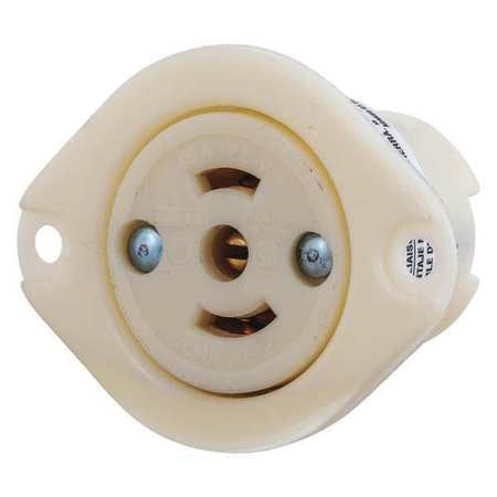 Locking Flanged Receptacle,black/white (