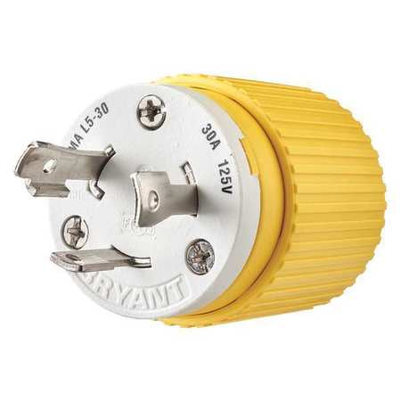 Locking Plug,yllw/wht,125vac,2.0 Hp,30a