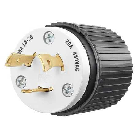 Locking Plug,black/wht,480vac,3.0 Hp,20a