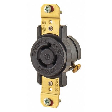 Locking Receptacle,blk,250vac,1.5 Hp,15a