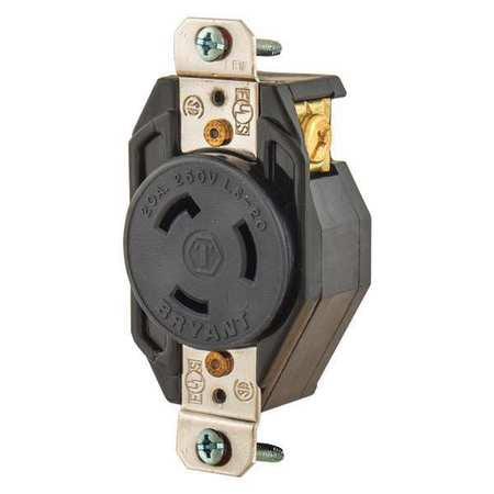 Locking Receptacle,black,250vac,2 Hp,20a