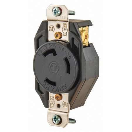 Locking Receptacle,black,250vac,2 Hp,30a