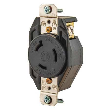 Locking Receptacle,black,277vac,2 Hp,20a